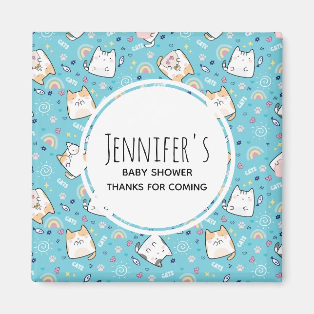 Cute Kitty Cat Pattern Whimsical Event Magnet (Front)