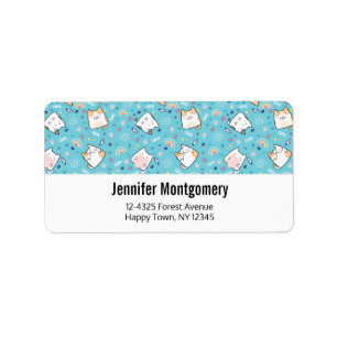 Cute Kitty Cat Pattern Whimsical Label