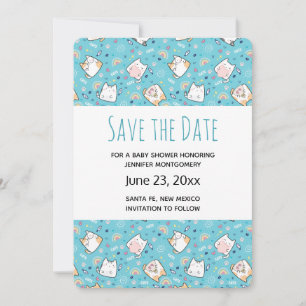  Cute Kitty Cat Pattern Whimsical Save the Date