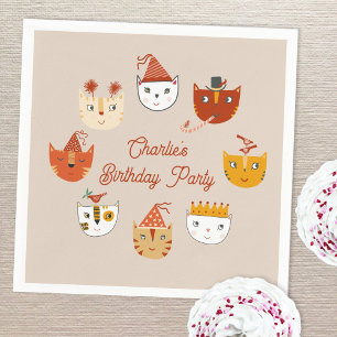Cute Kitty Cat Personalized Birthday Napkin
