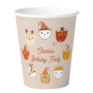 Cute Kitty Cat Personalized Birthday Paper Cups