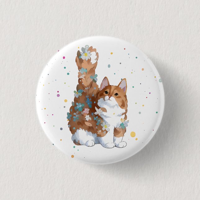 Cute Kitty Cat Pet Animal  1 Inch Round Button (Front)