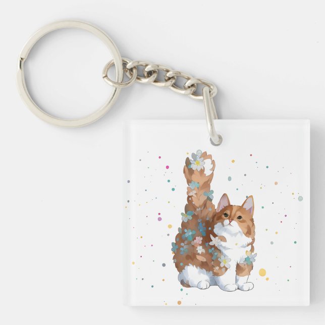 Cute Kitty Cat Pet Animal  Keychain (Front)