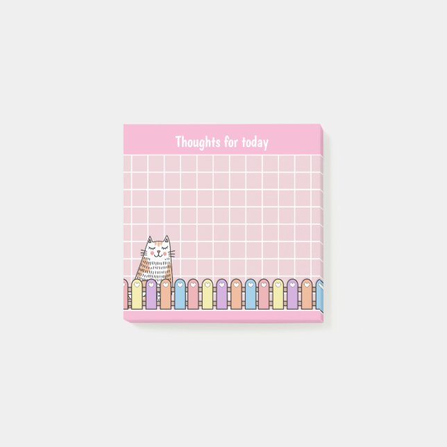 Cute Kitty Cat Pink Thoughts For Today  Post-it Notes (Front)