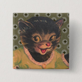 Cute Kitty Cat Vintage Animal Pictures Black Cat 2 Inch Square Button