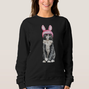 Cute Kitty Cat With Easter Bunny Ears Hat For Men Sweatshirt