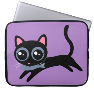 Cute Kitty Cat with Fish Gift for Girls Laptop Sleeve