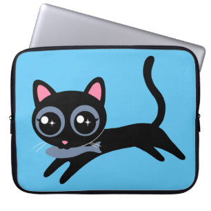 Cute Kitty Cat with Fish Gift for Girls Laptop Sleeve