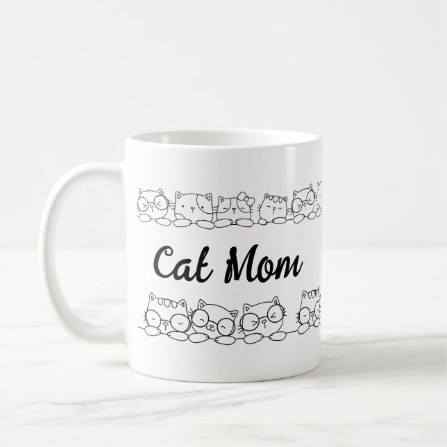 Cute Kitty Cats  Cat Mom Monogram Coffee Mug (Left)