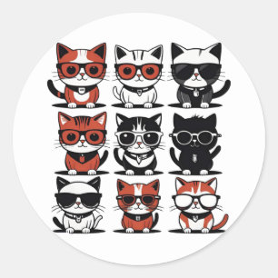 Cute Kitty Cats Classic Round Sticker