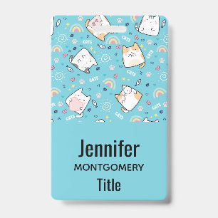 Cute Kitty Cats Whimsical Pattern Badge
