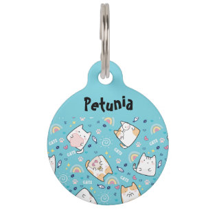 Cute Kitty Cats Whimsical Pattern Pet Tag