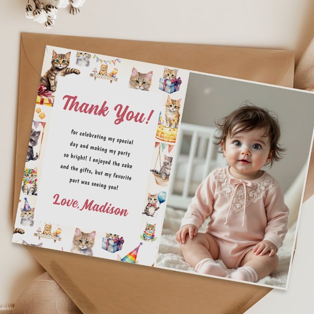 Cute Kitty Chat Anniversaire Fête Invitation (Créateur téléchargé)