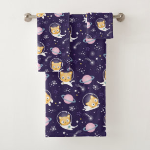 Cute Kitty Chat Astronauts Motif
