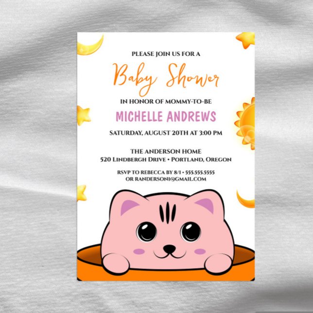 Cute Kitty Chat Baby shower Invitation (Créateur téléchargé)