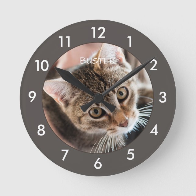 Cute Kitty Chat Horloge ronde personnalisée (Recto)