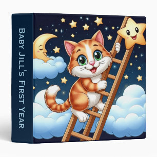Cute Kitty Climbs Ladder to the Moon Binder