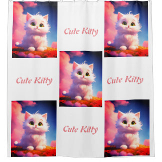 Cute Kitty Cloud Shower Curtain