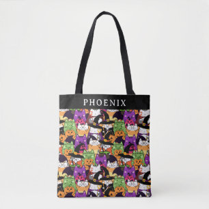 Cute Kitty Costume Personalized Trick or Treat Tote Bag