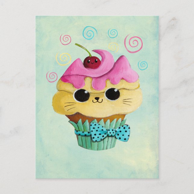 Cute Kitty Cupcake Postcard (Front)