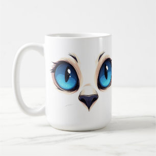 Cute Kitty Eyes Close Up Cartoon Cat Face Illustra Coffee Mug
