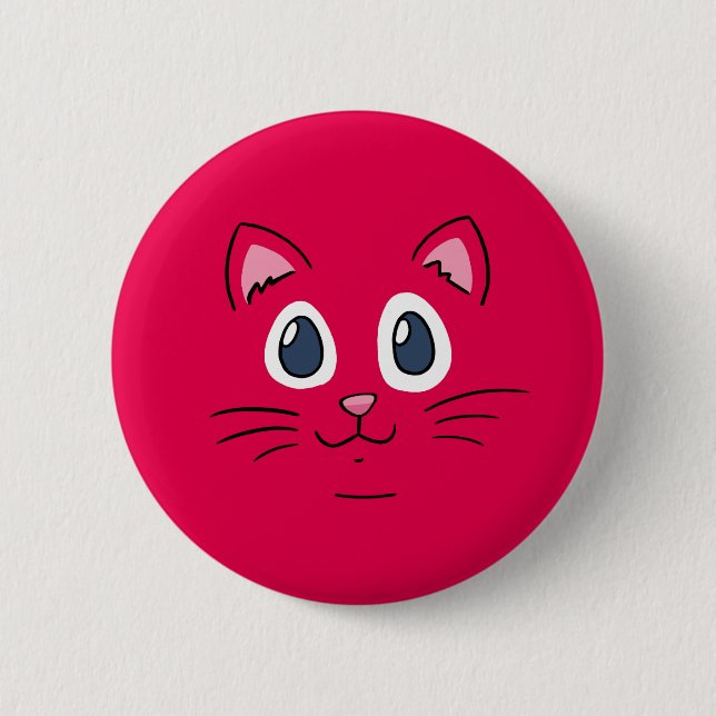Cute Kitty Face 2 Inch Round Button (Front)