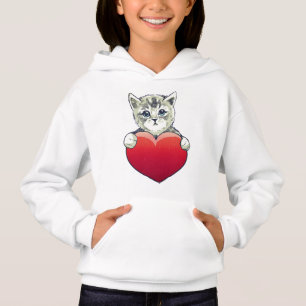 Cute Kitty Face Cat Red Heart