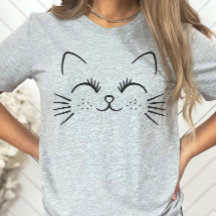 Cute Kitty Face Minimalist T-shirt, Cat Lover 
