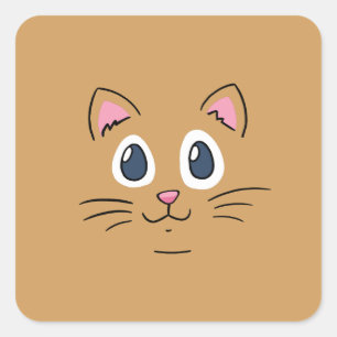 Cute Kitty Face Square Sticker