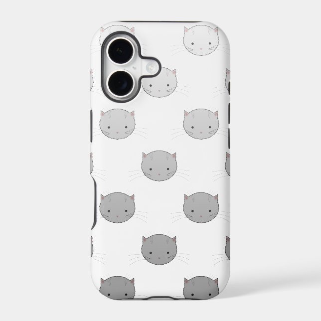 Cute Kitty Faces in Black White Grey (Back)