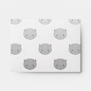 Cute Kitty Faces in Black White Grey Envelopes