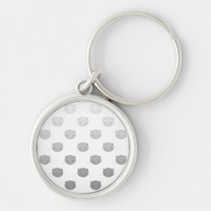 Cute Kitty Faces in Black White Grey Keychain