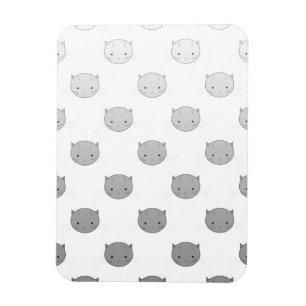 Cute Kitty Faces in Black White Grey Magnet