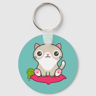 Cute Kitty Illustration Keychain