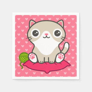 Cute Kitty Illustration Napkin