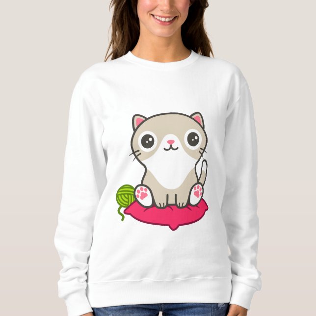 Cute Kitty Illustration Sweatshirt (Front)