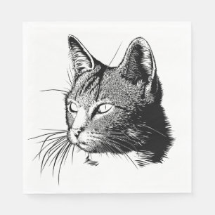 Cute Kitty Kitten Grey Tiger Cat Napkin