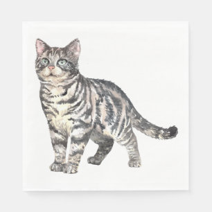 Cute Kitty Kitten Grey Tiger Cat Napkin