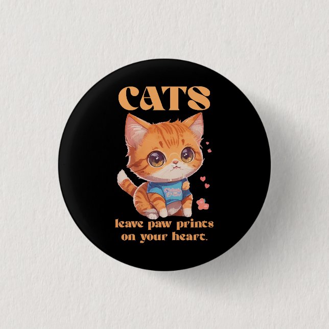 cute kitty love 1 inch round button (Front)