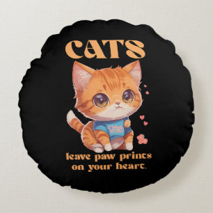 cute kitty love round pillow