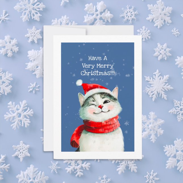 Cute Kitty Merry Christmas Card ("Have A Very Merry Christmas" cute cat card)