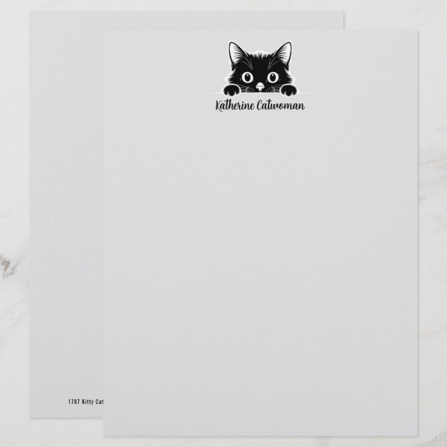 Cute Kitty Minimalistic Design - CAT 1 Letterhead (Front/Back)