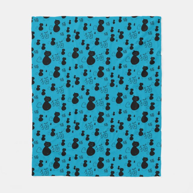 Cute kitty pattern fleece blanket (Front)