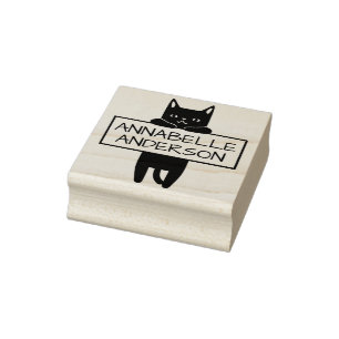 Cute Kitty Personalize Rubber Stamp