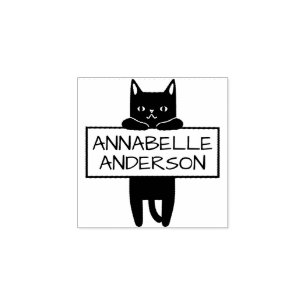 Cute Kitty Personalize Rubber Stamp