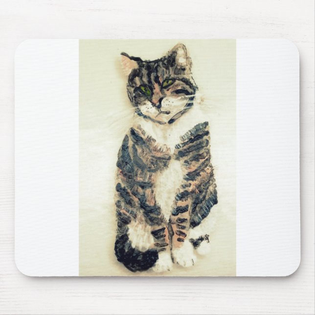 Cute Kitty Pet Portrait Tabby Cat Mouse Pad (Front)