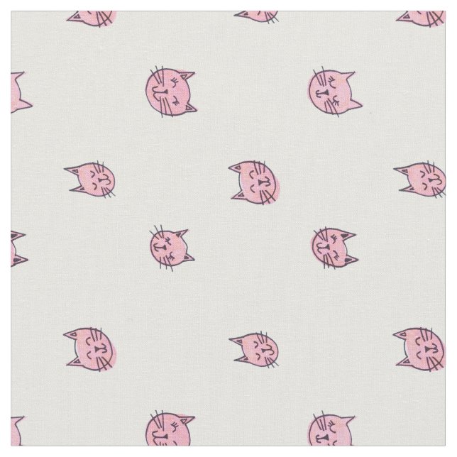 Cute Kitty Print Fabric (Close Up)