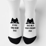 Cute Kitty Romantic Quote - Crew Socks<br><div class="desc">Cute Socks,  white and black,  with a little cat and a romantic quote that you can customize easily.</div>
