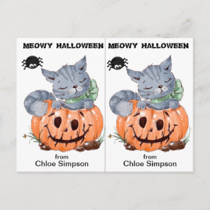Cute Kitty School Party Halloween Card