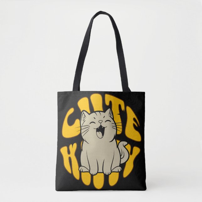 Cute Kitty Shoulder Tote Bag (Front)